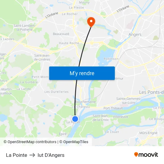 La Pointe to Iut D'Angers map