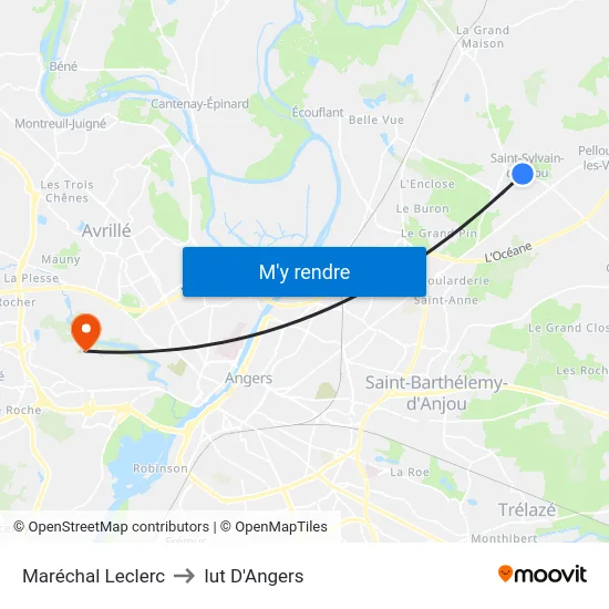 Maréchal Leclerc to Iut D'Angers map