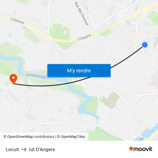 Lecuit to Iut D'Angers map