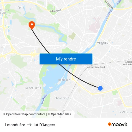 Letanduère to Iut D'Angers map