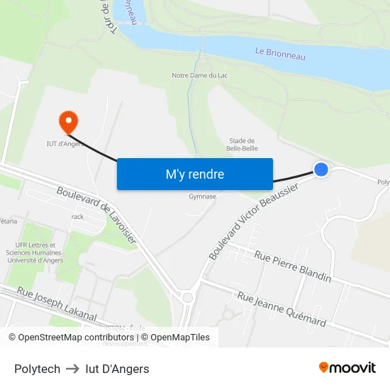 Polytech to Iut D'Angers map