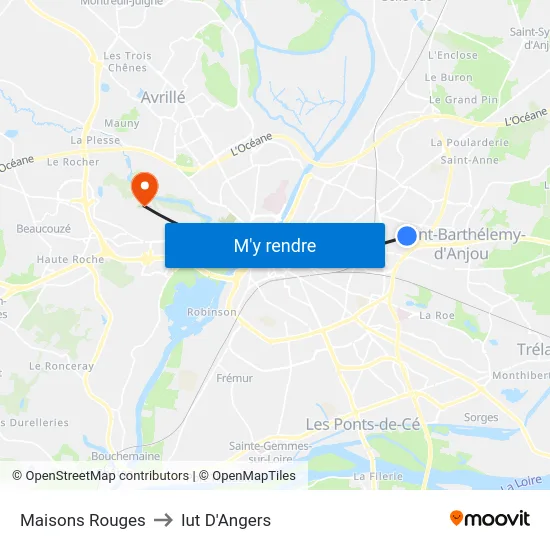 Maisons Rouges to Iut D'Angers map