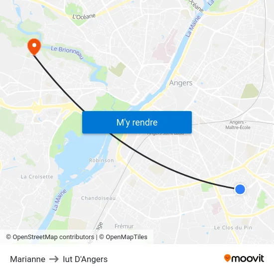 Marianne to Iut D'Angers map