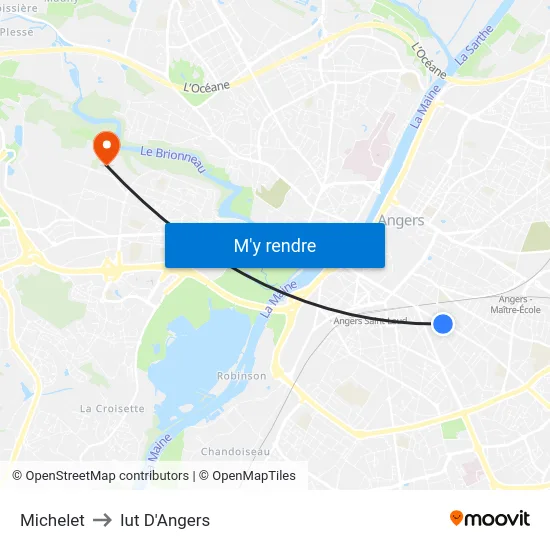 Michelet to Iut D'Angers map