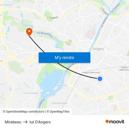 Mirabeau to Iut D'Angers map