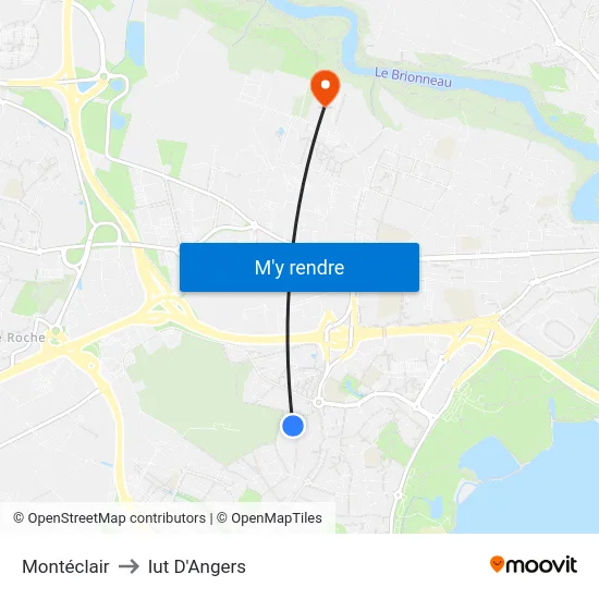 Montéclair to Iut D'Angers map