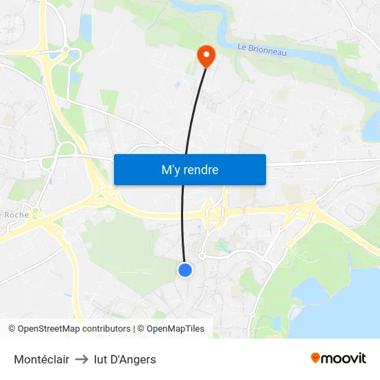 Montéclair to Iut D'Angers map