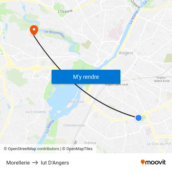 Morellerie to Iut D'Angers map