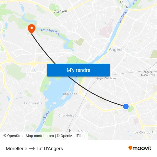 Morellerie to Iut D'Angers map