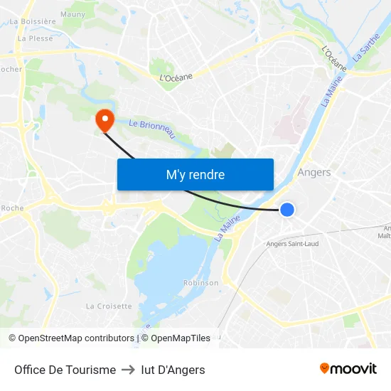 Office De Tourisme to Iut D'Angers map