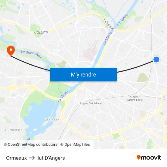 Ormeaux to Iut D'Angers map