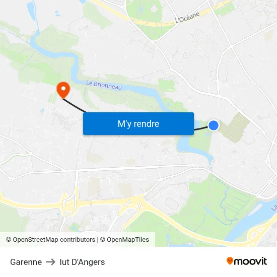 Garenne to Iut D'Angers map