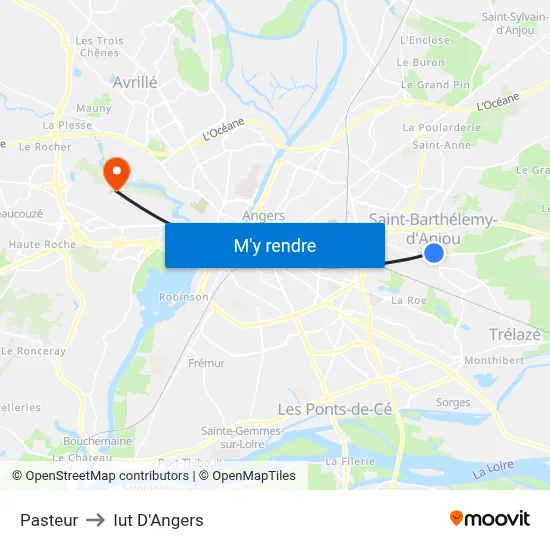 Pasteur to Iut D'Angers map