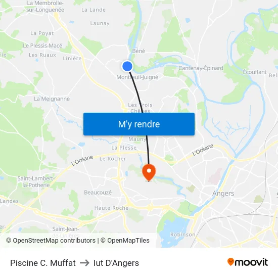 Piscine C. Muffat to Iut D'Angers map