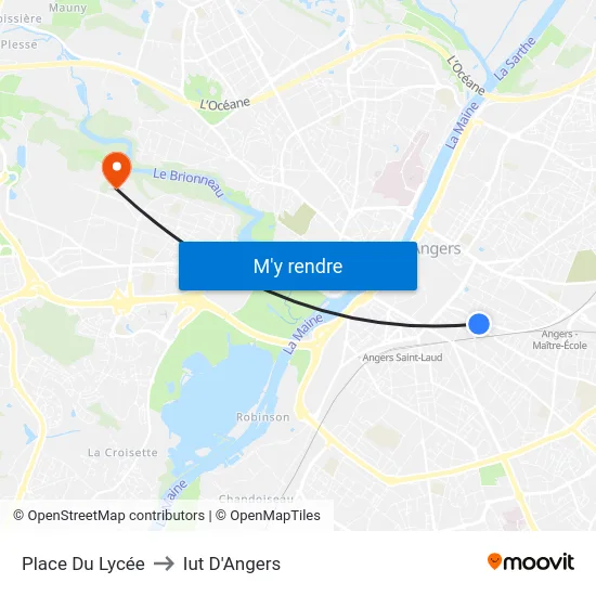 Place Du Lycée to Iut D'Angers map