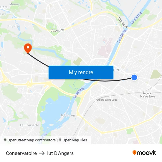Conservatoire to Iut D'Angers map