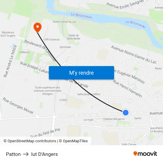 Patton to Iut D'Angers map