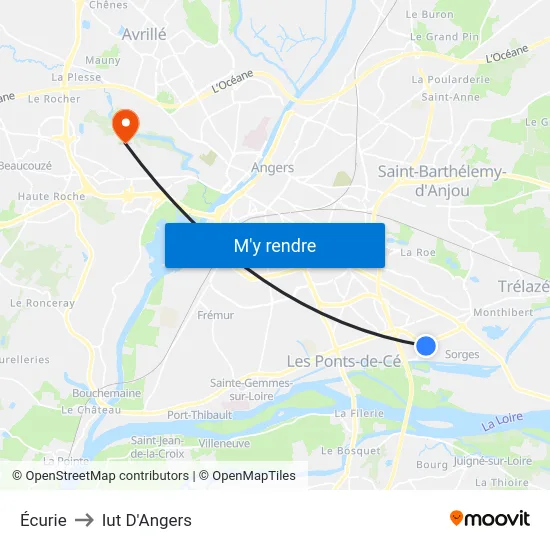 Écurie to Iut D'Angers map