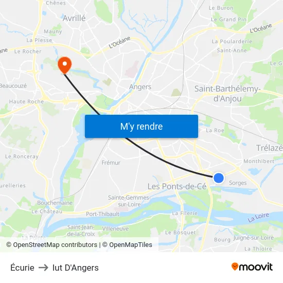 Écurie to Iut D'Angers map