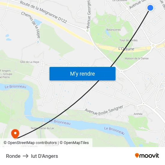 Ronde to Iut D'Angers map