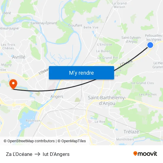 Za L'Océane to Iut D'Angers map