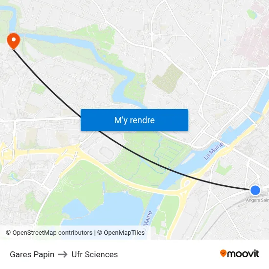 Gares Papin to Ufr Sciences map