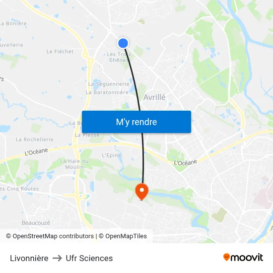 Livonnière to Ufr Sciences map