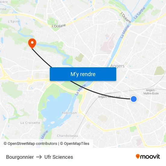 Bourgonnier to Ufr Sciences map