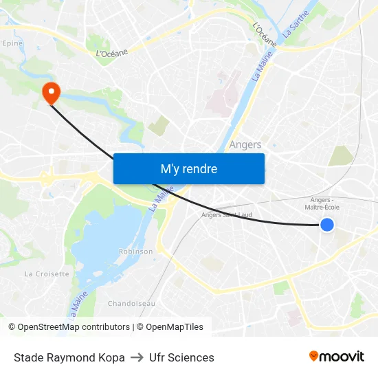 Stade Raymond Kopa to Ufr Sciences map