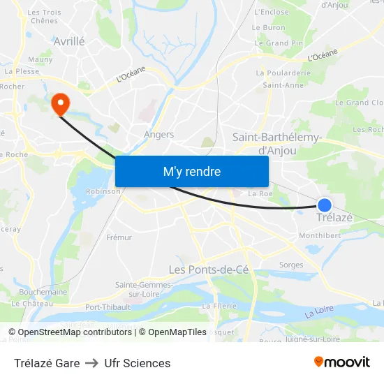Trélazé Gare to Ufr Sciences map