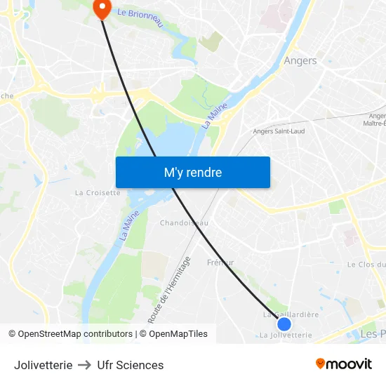 Jolivetterie to Ufr Sciences map