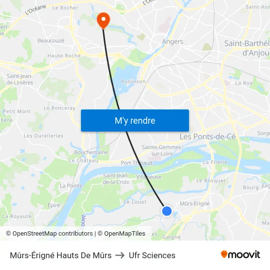 Mûrs-Érigné Hauts De Mûrs to Ufr Sciences map
