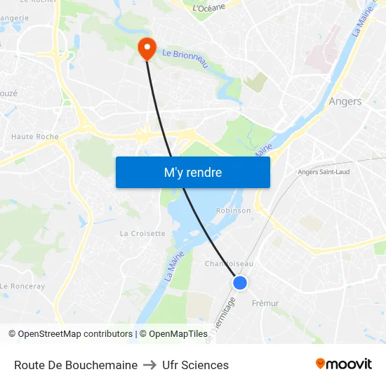 Route De Bouchemaine to Ufr Sciences map