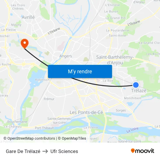 Gare De Trélazé to Ufr Sciences map
