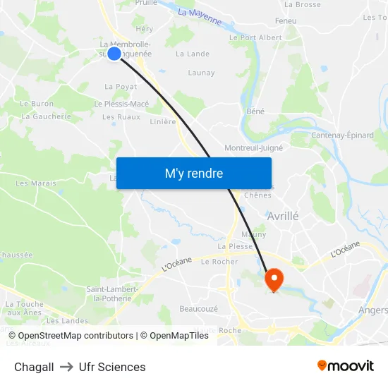 Chagall to Ufr Sciences map