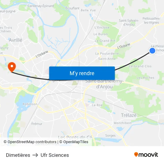 Dimetières to Ufr Sciences map