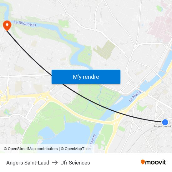 Angers Saint-Laud to Ufr Sciences map