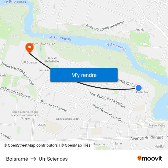 Boisramé to Ufr Sciences map