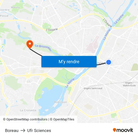 Boreau to Ufr Sciences map