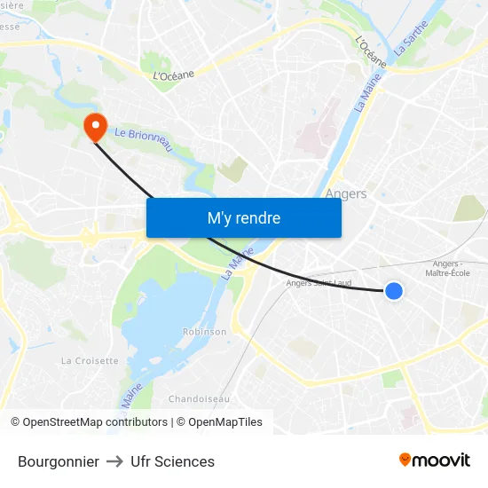 Bourgonnier to Ufr Sciences map