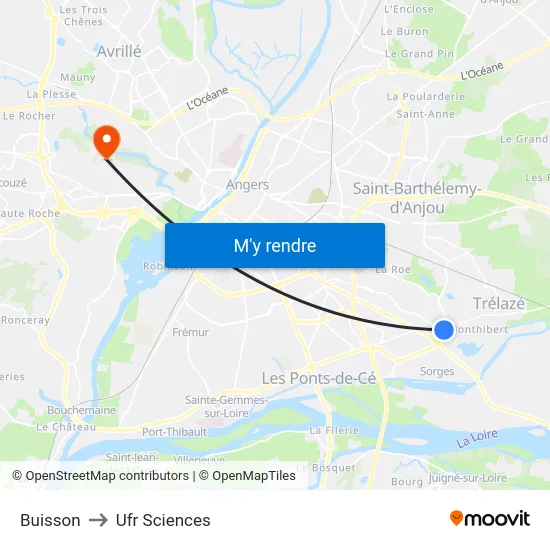 Buisson to Ufr Sciences map