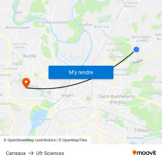 Carreaux to Ufr Sciences map
