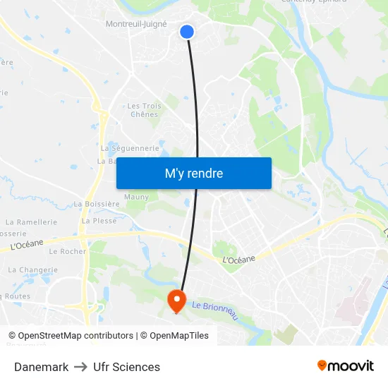 Danemark to Ufr Sciences map