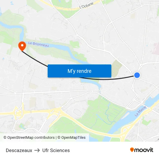 Descazeaux to Ufr Sciences map