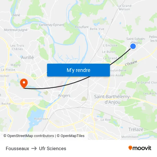 Fousseaux to Ufr Sciences map