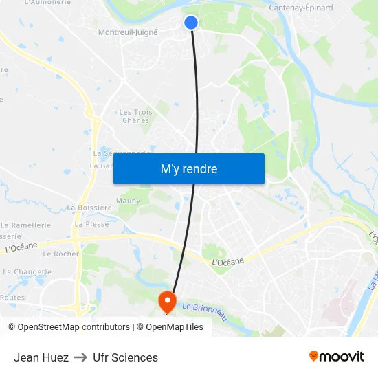 Jean Huez to Ufr Sciences map