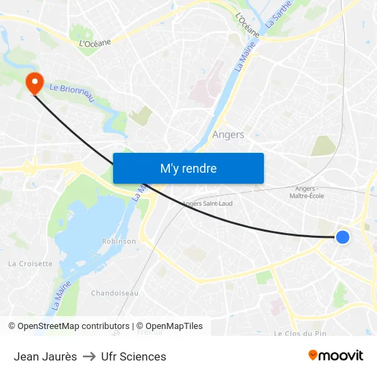 Jean Jaurès to Ufr Sciences map