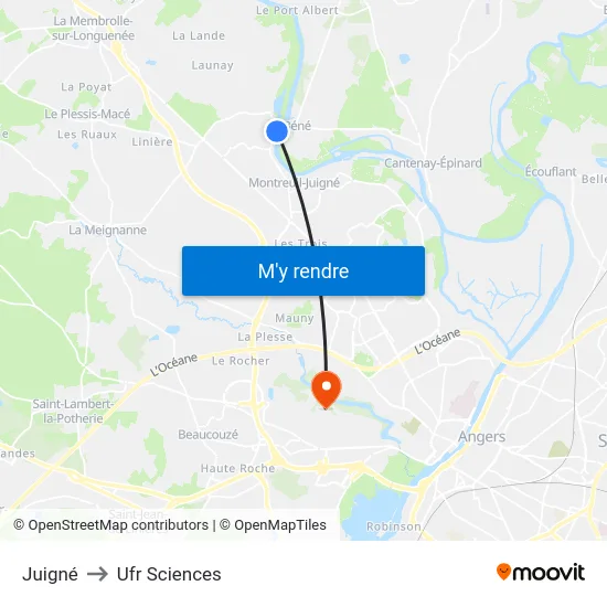 Juigné to Ufr Sciences map