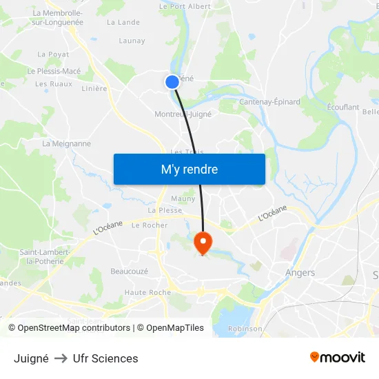 Juigné to Ufr Sciences map