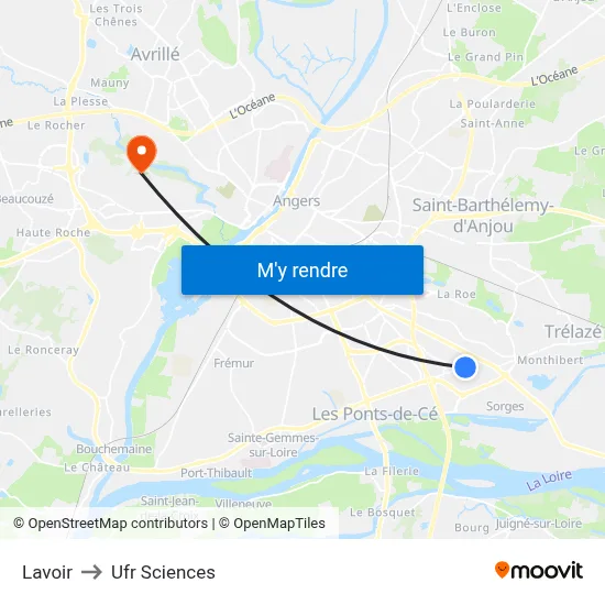 Lavoir to Ufr Sciences map